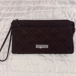 Vera Bradley Dark Brown Quilted Wristlet